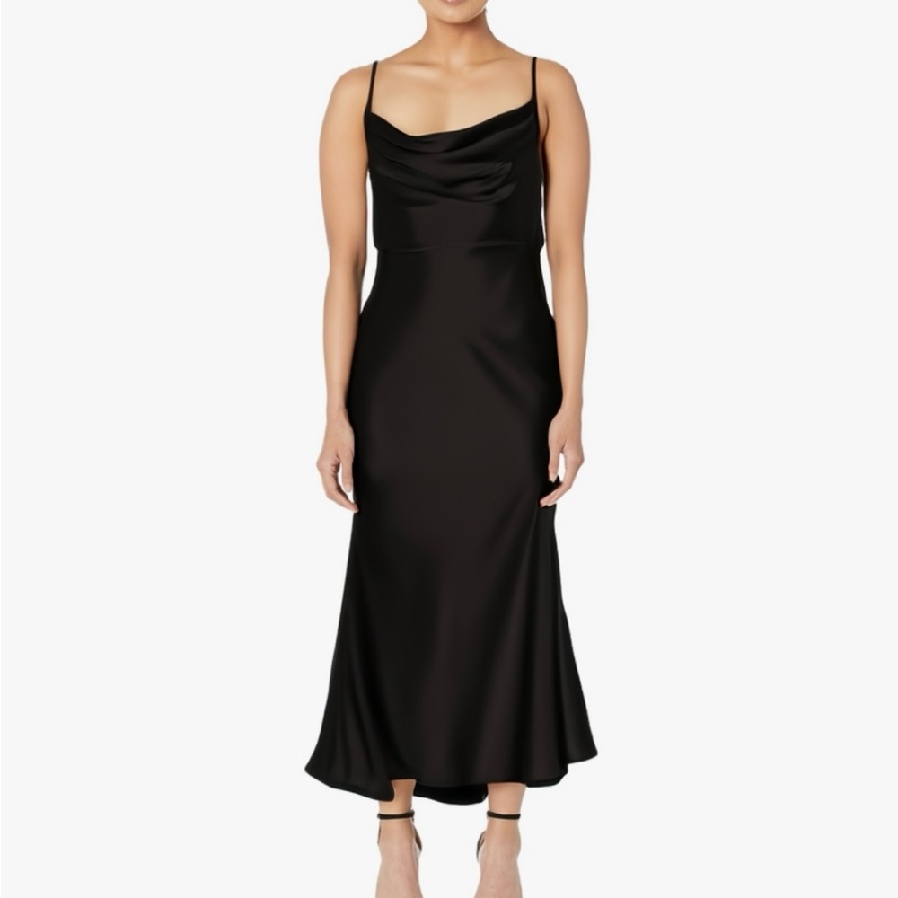 Black Satin Midi Dress